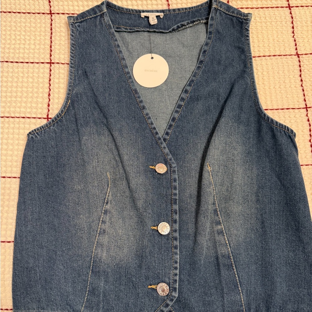 En Creme Blue Denim Vest